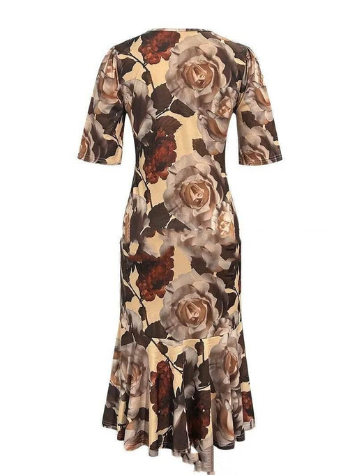 Waist Pleated Summer Knitted Round Neck Midi Dress - Magellan Fashion Shop