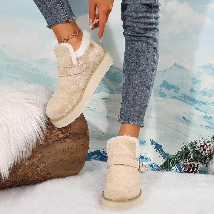 Winter Buckle Snow Boots Fashion Flat Thick-soled Cotton Shoes - Magellan Fashion Shop