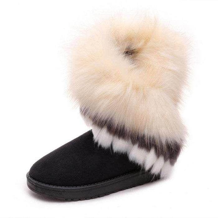 Winter Snow Boots Thick Fluffy Fox Fur Waterproof Non-slip Warm Cotton - Magellan Fashion Shop