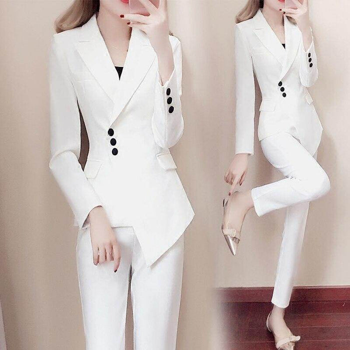 Women white Slim Pant Suits - Magellan Fashion Shop