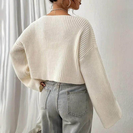 Women's Sweater Short Midriff-baring Loose Drop-shoulder - Magellan Fashion Shop