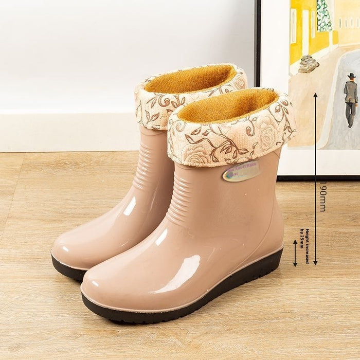 Women's Casual Rain Boots Middle Tube Non-slip