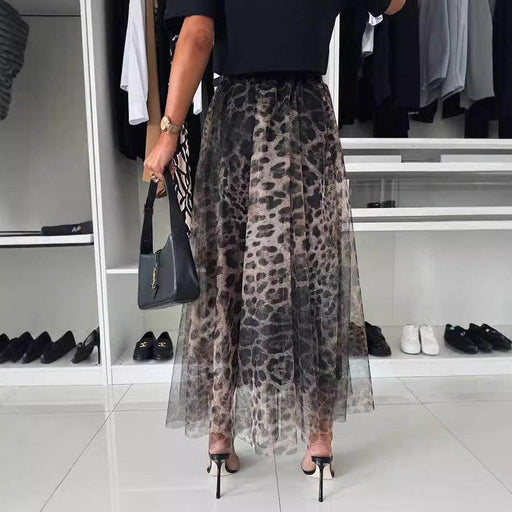 Leopard Print Elastic Waist Big Chiffon Skirt - Magellan Fashion Shop