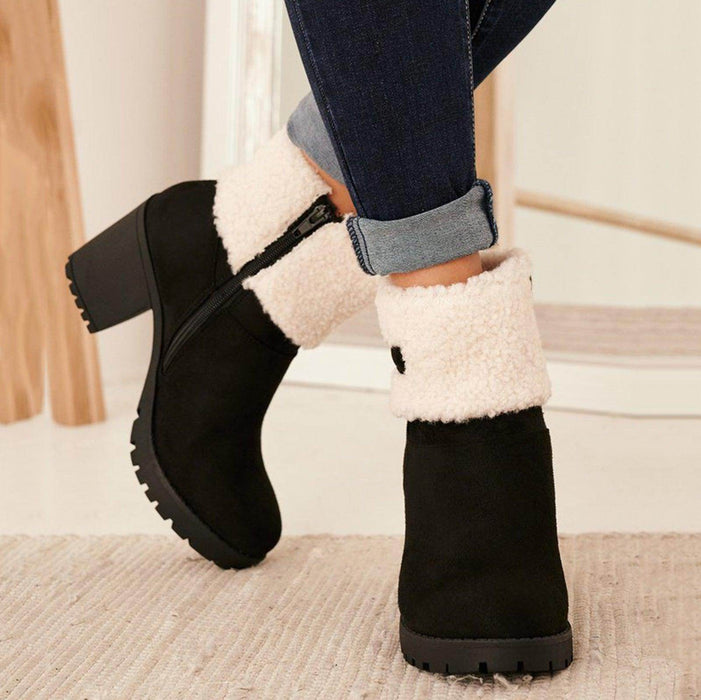 Women's Short Boots With Warm Woolen Mouth - Magellan Fashion Shop
