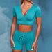 Women Short-sleeved Shorts Yoga Clothing Suit Seamless Zipper Vertical Stripes Sports Fitness - Magellan Fashion Shop