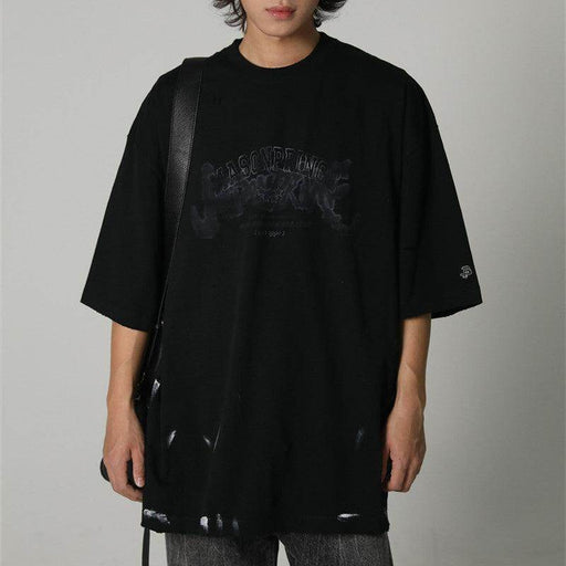 Double Yarn Combed Cotton Rock Print Round Neck Short Sleeve T-Shirt Men - Magellan Fashion Shop
