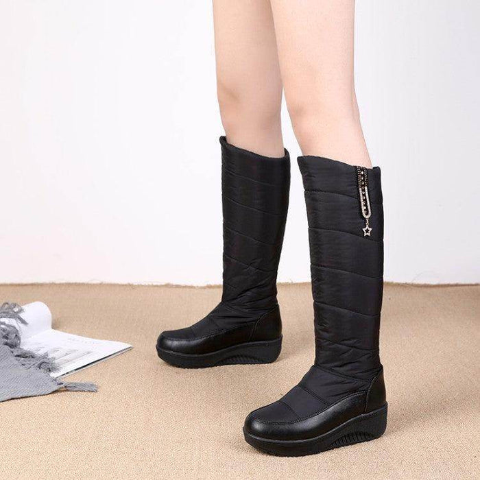Thick Fur Snow Boots Wedge Casual High Leg Boot - Magellan Fashion Shop