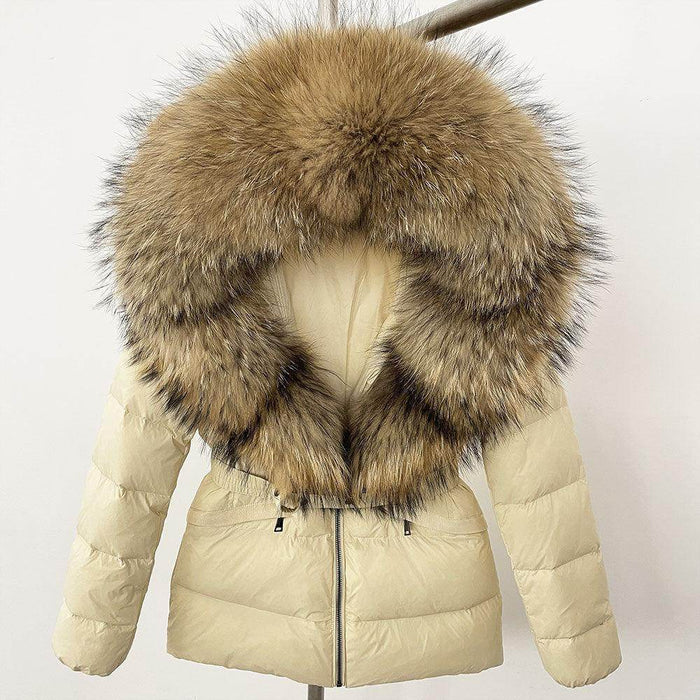 Short Women's Thickened Slim Fit Waist-tight Fur Down Jacket - Magellan Fashion Shop