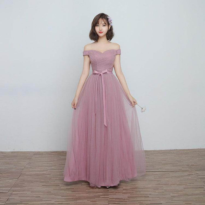 Bridesmaid Dress Long Cameo Brown Mesh Comfortable Thin Satin Bridesmaid Host Dinner Dress - Magellan Fashion Shop