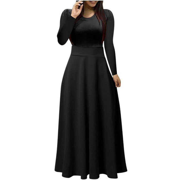 Female Temperament Cool Long Sleeve U Collar Dress - Magellan Fashion Shop