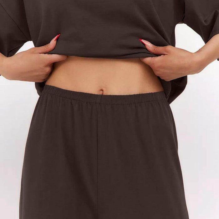 Women's Knitted Half Sleeve Shirt Trousers Pajamas - Magellan Fashion Shop