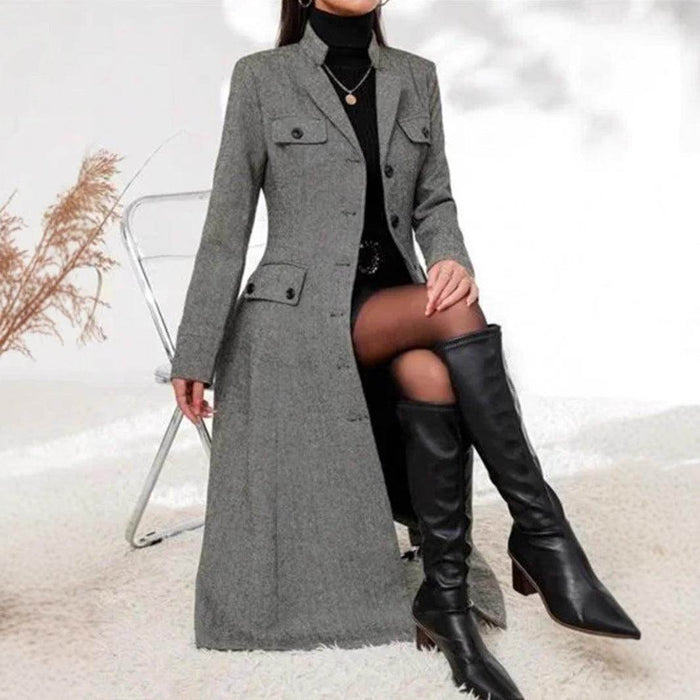Women's Single-breasted Long-cut Coat - Magellan Fashion Shop
