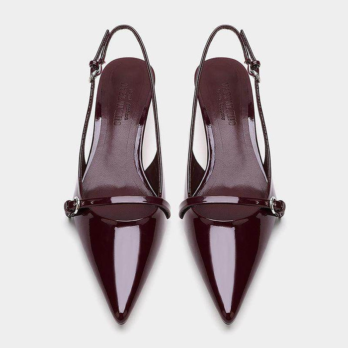 Wine Red Retro Style Pointed Toe Slingback Strap Mules Shoes - Magellan Fashion Shop