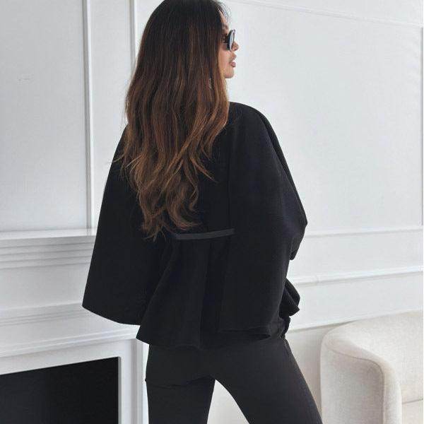 New Stand Collar Batwing Sleeves Cloak Top With Belt Ins Fashion Temperament Jacket Woolen Sweater Outwear For Women Clothing - Magellan Fashion Shop
