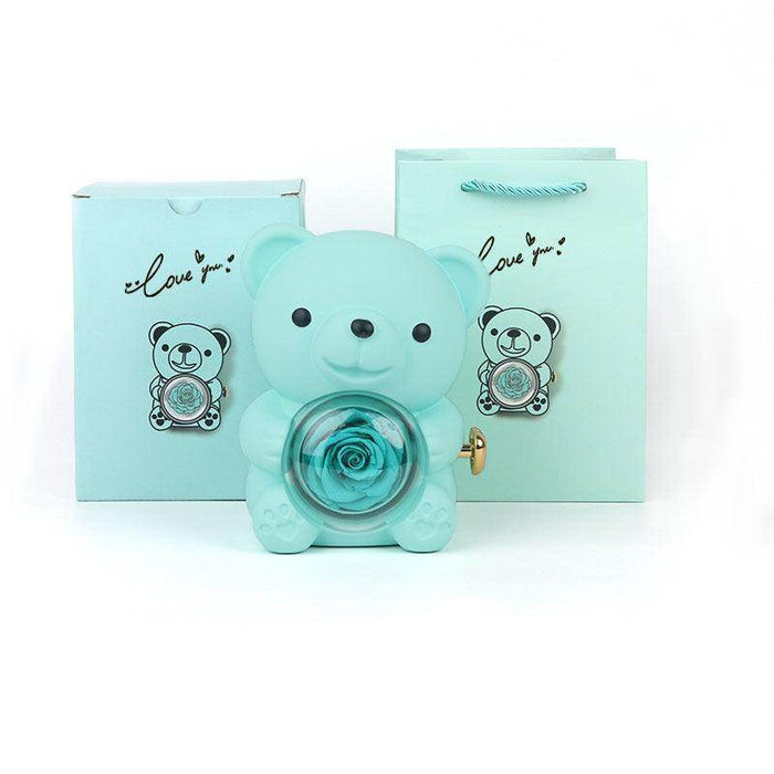 Rotating Bear Gift Box Rose Jewelry Box - Magellan Fashion Shop