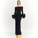 Dress Red And Black Slim-fit Long Sleeve French Lantern Sleeve Dress - Magellan Fashion Shop