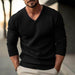 Fall Winter Men Knitwear V-neck Slim Fit Thin Long Sleeve Sweater - Magellan Fashion Shop