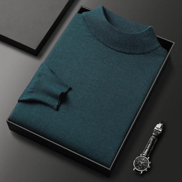 Men's Sweater Slim Fit Pure Color Half Collar Knitted Bottoming Shirt - Magellan Fashion Shop