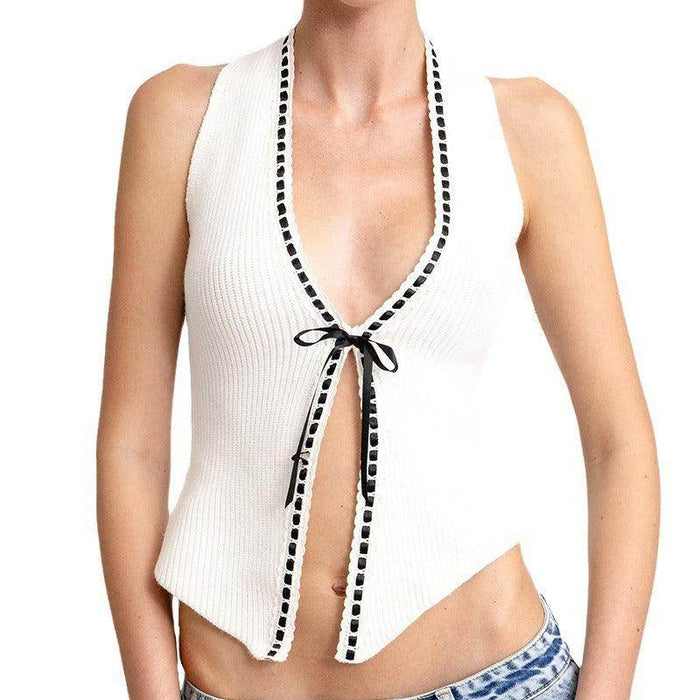Summer New Fashion Knitted Fabric Lace-up Vest - Magellan Fashion Shop