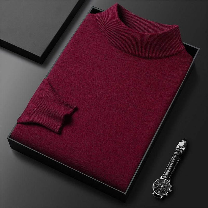 Men's Sweater Slim Fit Pure Color Half Collar Knitted Bottoming Shirt - Magellan Fashion Shop