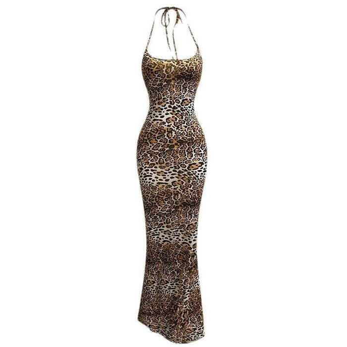 Halter Spaghetti Straps Leopard Print Slim Fit - Magellan Fashion Shop
