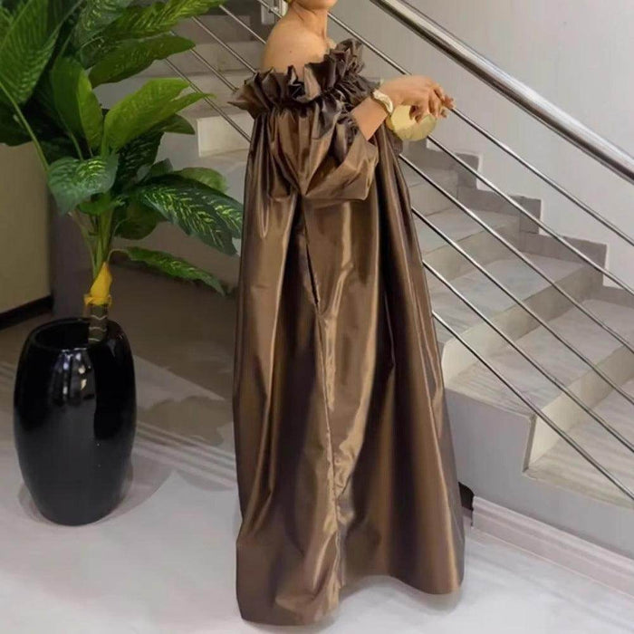 Women's Off-shoulder Elegant Satin Dress - Magellan Fashion Shop