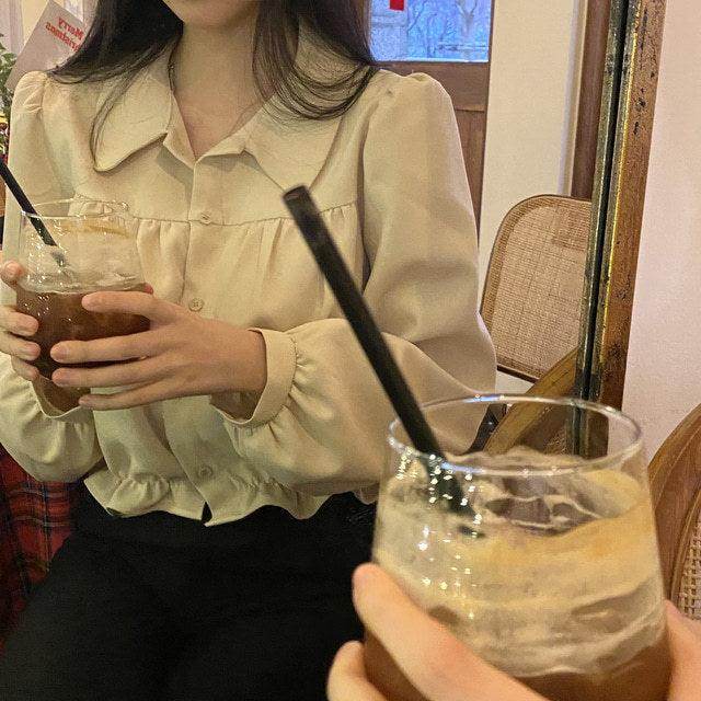 Fashion French Short Puff Sleeve Shirt Women - Magellan Fashion Shop