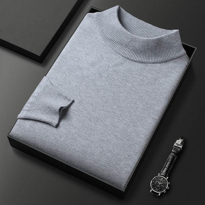 Men's Sweater Slim Fit Pure Color Half Collar Knitted Bottoming Shirt - Magellan Fashion Shop