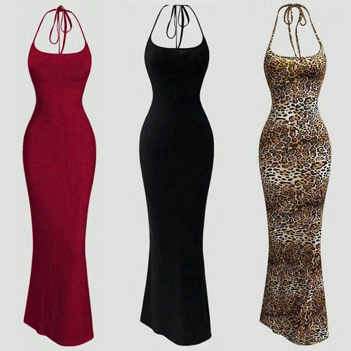 Halter Spaghetti Straps Leopard Print Slim Fit - Magellan Fashion Shop