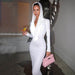 Cross Border Trendy Unique White Hooded Swing Collar High Waist Slim Fit Long Dress - Magellan Fashion Shop
