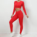 Bare Back Long-sleeved Top Skinny Yoga Pants Nude Feel Quick-drying Sports Suit - Magellan Fashion Shop