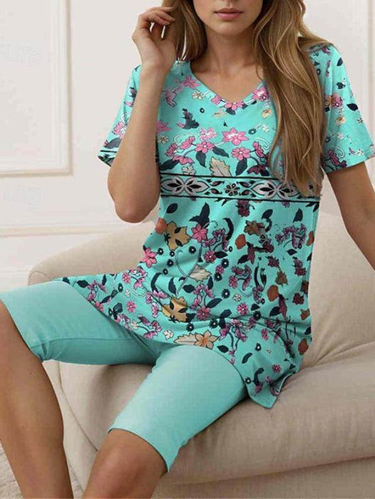 Women's Floral 3D Printing T-shirt Shorts Set - Magellan Fashion Shop