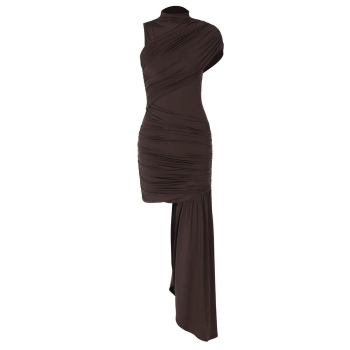 Women's Fashion Slim Round Neck Pleated Dress - Magellan Fashion Shop