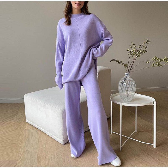 New Solid Color Knitted Pullover Turtleneck Sweater Suit - Magellan Fashion Shop