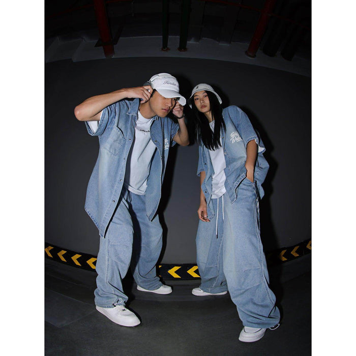 American Street Hip Hop Denim Suit Shirt Trousers - Magellan Fashion Shop