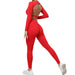 Bare Back Long-sleeved Top Skinny Yoga Pants Nude Feel Quick-drying Sports Suit - Magellan Fashion Shop