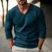 Fall Winter Men Knitwear V-neck Slim Fit Thin Long Sleeve Sweater - Magellan Fashion Shop