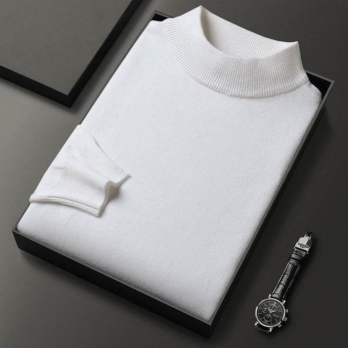 Men's Sweater Slim Fit Pure Color Half Collar Knitted Bottoming Shirt - Magellan Fashion Shop