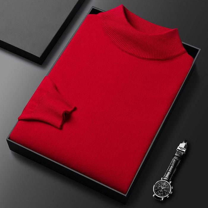 Men's Sweater Slim Fit Pure Color Half Collar Knitted Bottoming Shirt - Magellan Fashion Shop