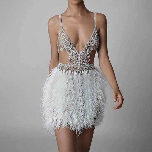 Women's Fashion Personalized Sling Feather Dress - Magellan Fashion Shop