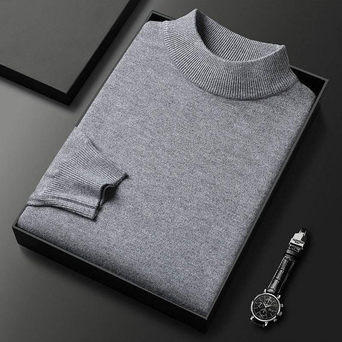 Men's Sweater Slim Fit Pure Color Half Collar Knitted Bottoming Shirt - Magellan Fashion Shop