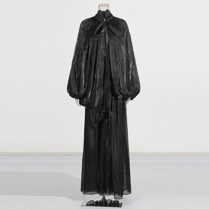 Retro Design Pleated Batwing Sleeve Autumn Winter - Magellan Fashion Shop