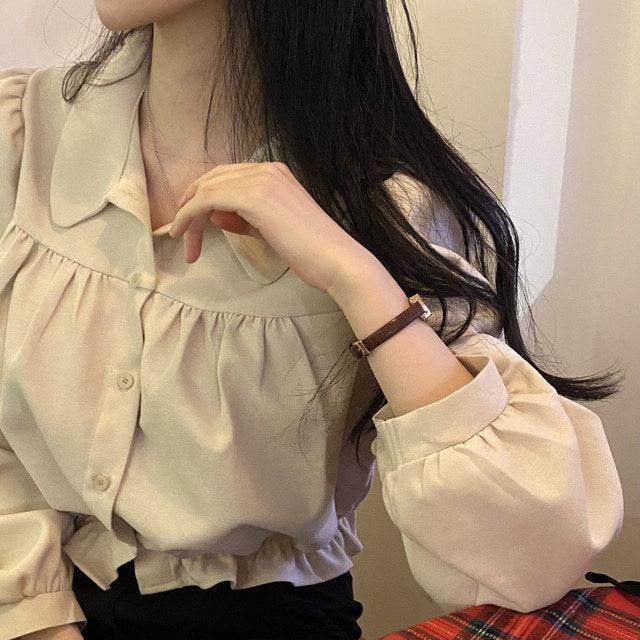 Fashion French Short Puff Sleeve Shirt Women - Magellan Fashion Shop