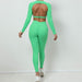 Bare Back Long-sleeved Top Skinny Yoga Pants Nude Feel Quick-drying Sports Suit - Magellan Fashion Shop