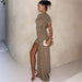 Women's Fashion Slim Round Neck Pleated Dress - Magellan Fashion Shop