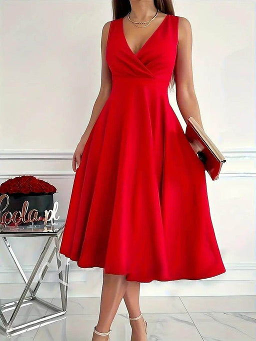 Simple Solid Color Casual Sleeveless Diagonal Collar Vest Dress - Magellan Fashion Shop