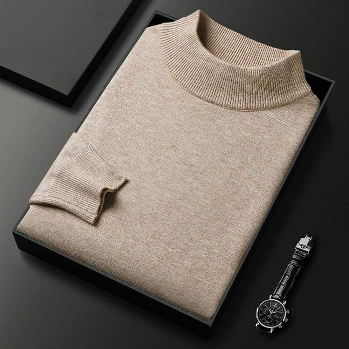 Men's Sweater Slim Fit Pure Color Half Collar Knitted Bottoming Shirt - Magellan Fashion Shop