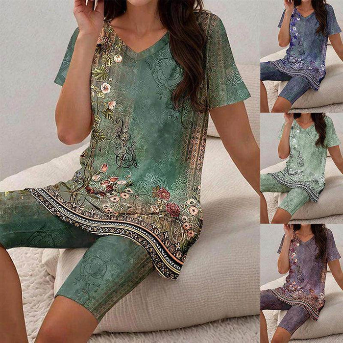 Women's Floral 3D Printing T-shirt Shorts Set - Magellan Fashion Shop