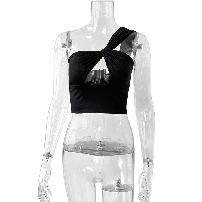 Casual One-shoulder Hollow-out Top - Magellan Fashion Shop