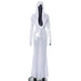 Cross Border Trendy Unique White Hooded Swing Collar High Waist Slim Fit Long Dress - Magellan Fashion Shop